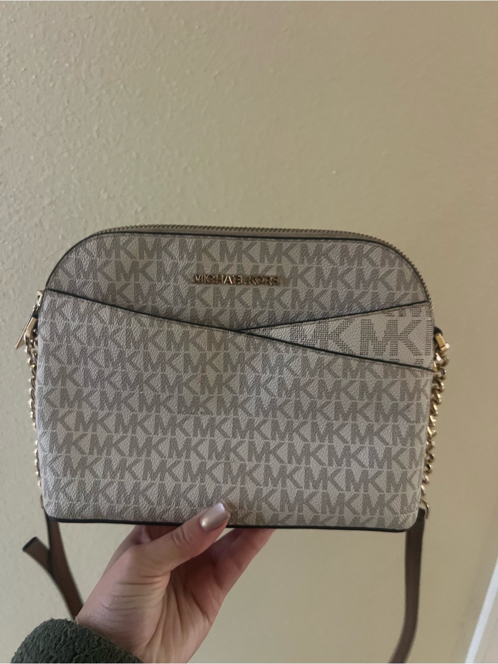Michael Kors Beige/Gray Signature Crossbody Bag